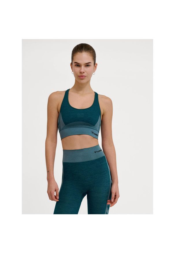 Bezszwowy biustonosz dla kobiet Hummel Clea. Kolor: niebieski. Styl: elegancki