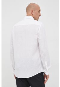 Liu Jo koszula z domieszką lnu męska kolor biały regular z kołnierzykiem klasycznym. Typ kołnierza: kołnierzyk klasyczny. Kolor: biały. Materiał: len. Styl: klasyczny