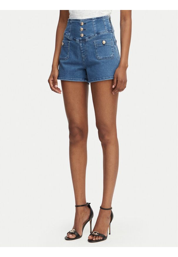 Guess Szorty jeansowe W6GD56 D0849 Niebieski Regular Fit. Kolor: niebieski. Materiał: bawełna