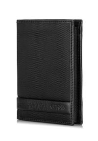 Ochnik - Czarny rozkładany portfel męski. Kolor: czarny. Materiał: nylon #6