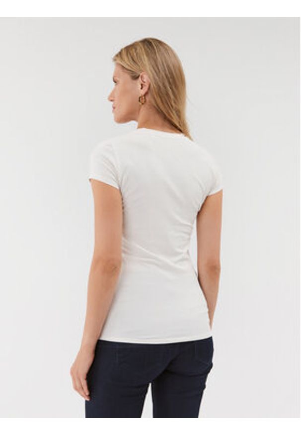 Guess T-Shirt W3BI16 KA0Q1 Écru Slim Fit. Materiał: bawełna