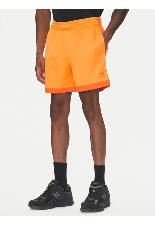 Adidas - adidas Szorty sportowe Mock Eyelet JP1103 Pomarańczowy jasny Regular Fit. Kolor: pomarańczowy. Materiał: syntetyk. Styl: sportowy