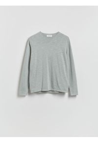 Reserved - Bawełniany sweter - jasnoszary. Kolor: szary. Materiał: bawełna