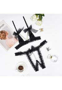 Intica - Komplet bielizny z perełkami i koronkowym wykończeniem Rosabella. Kolor: czarny. Materiał: koronka