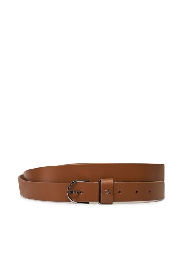 Calvin Klein Pasek Damski Ck Metal Loop Round Buckle 2.5 K60K613147 Brązowy. Kolor: brązowy. Materiał: skóra