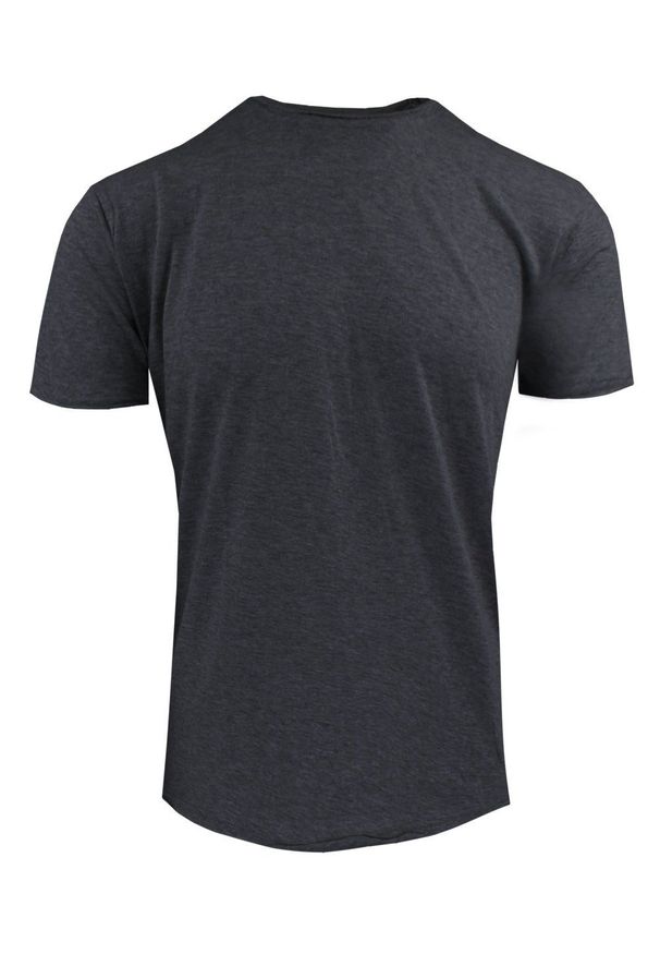 Męski T-Shirt Jednokolorowy - Brave Soul - Grafitowy. Okazja: na co dzień. Kolor: szary. Materiał: poliester, bawełna. Styl: casual