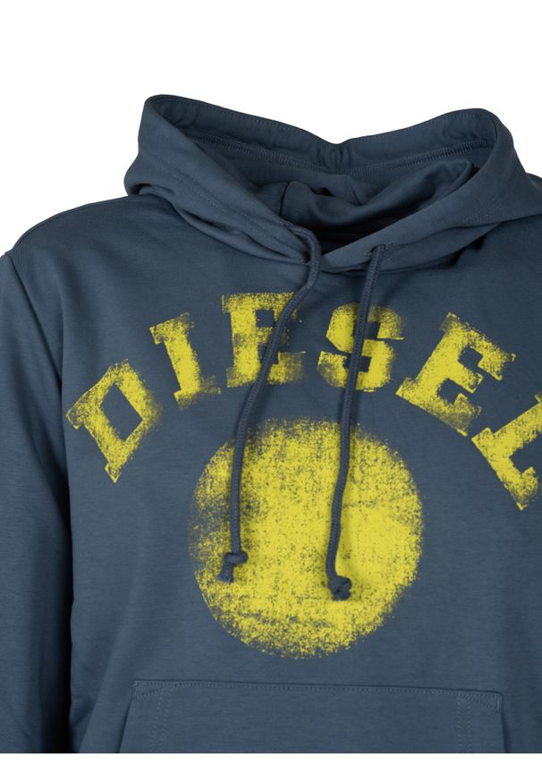 Diesel Bluza "Ginn Hood" | A08692-0HAYT | Mężczyzna | Niebieski. Okazja: na co dzień. Typ kołnierza: kaptur. Kolor: niebieski. Materiał: bawełna, poliester. Długość: długie. Wzór: nadruk, jednolity. Styl: casual