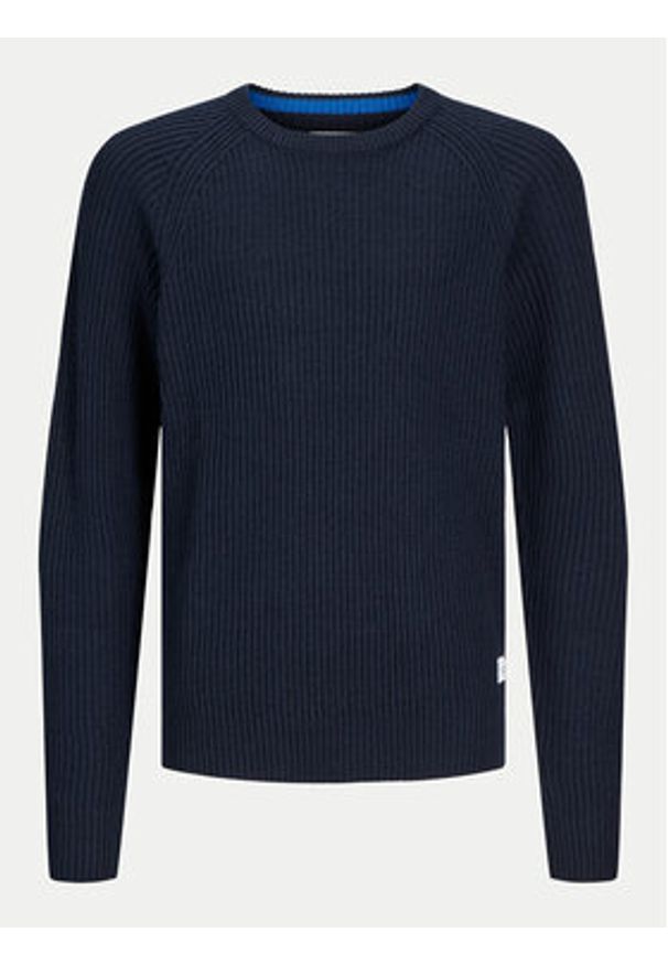 Jack & Jones Sweter Pannel 12258471 Granatowy Regular Fit. Kolor: niebieski. Materiał: bawełna, syntetyk