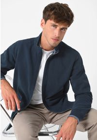 Volcano - Bluza ze stójką B-LED. Typ kołnierza: kołnierzyk stójkowy. Kolekcja: plus size. Kolor: niebieski. Materiał: prążkowany, bawełna, materiał, dresówka, dzianina. Wzór: aplikacja. Styl: klasyczny #1