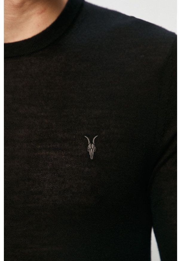 AllSaints - Sweter Mode Merino Crew. Kolor: czarny. Materiał: dzianina. Długość rękawa: długi rękaw. Długość: długie