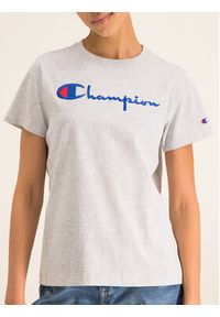 Champion T-Shirt Script Logo 110992 Szary Regular Fit. Kolor: szary. Materiał: bawełna