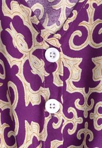 Born2be - Ciemnofioletowa Bawełniana Sukienka z Dekoltem w Serek Zapinana na Guziki z Gumką w Pasie Kelea. Okazja: na co dzień. Typ kołnierza: dekolt w serek. Kolor: fioletowy. Materiał: bawełna. Typ sukienki: proste. Styl: elegancki, klasyczny, casual, wizytowy #3