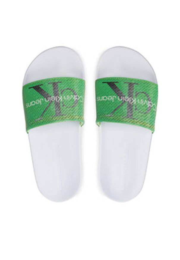 Calvin Klein Jeans Klapki Slide Lenticular Ml Wn YW0YW01403 Zielony. Kolor: zielony. Materiał: syntetyk