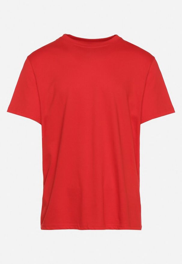 Born2be - Czerwona Koszulka T-Shirt z Bawełny Iladara. Kolor: czerwony. Materiał: bawełna