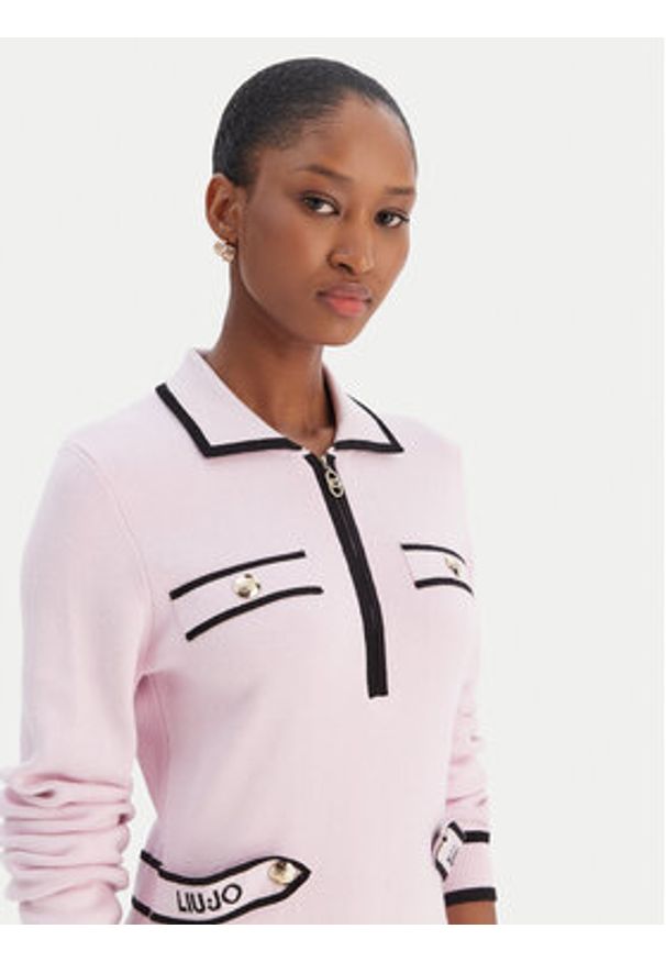 Liu Jo Sport Sukienka dzianinowa TF5251 MS59L Różowy Regular Fit. Kolor: różowy. Materiał: syntetyk. Typ sukienki: sportowe. Styl: sportowy