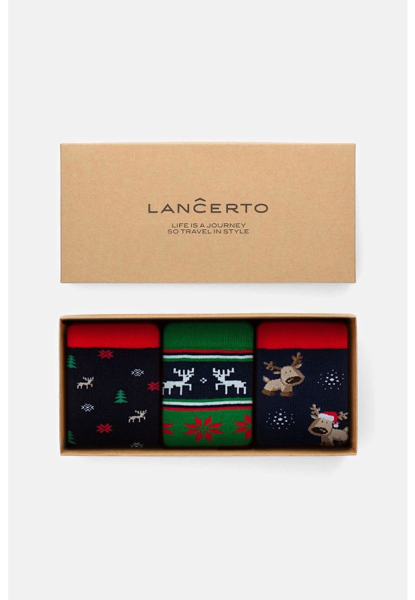Lancerto - Zestaw 3 Par Skarpet Świątecznych. Materiał: elastan, bawełna, dzianina, poliamid. Wzór: kolorowy