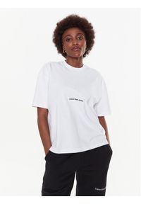 Calvin Klein Jeans T-Shirt J20J220768 Biały Relaxed Fit. Kolor: biały. Materiał: bawełna