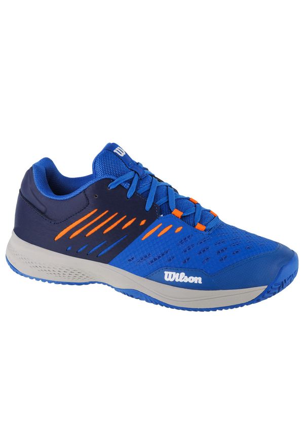Buty do tenisa męskie, Wilson Kaos Comp 3.0. Zapięcie: sznurówki. Kolor: niebieski. Materiał: syntetyk, materiał. Szerokość cholewki: normalna. Sport: tenis