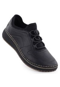 Skórzane półbuty damskie na podwyższeniu czarne Rieker 50960-00. Kolor: czarny. Materiał: skóra #1