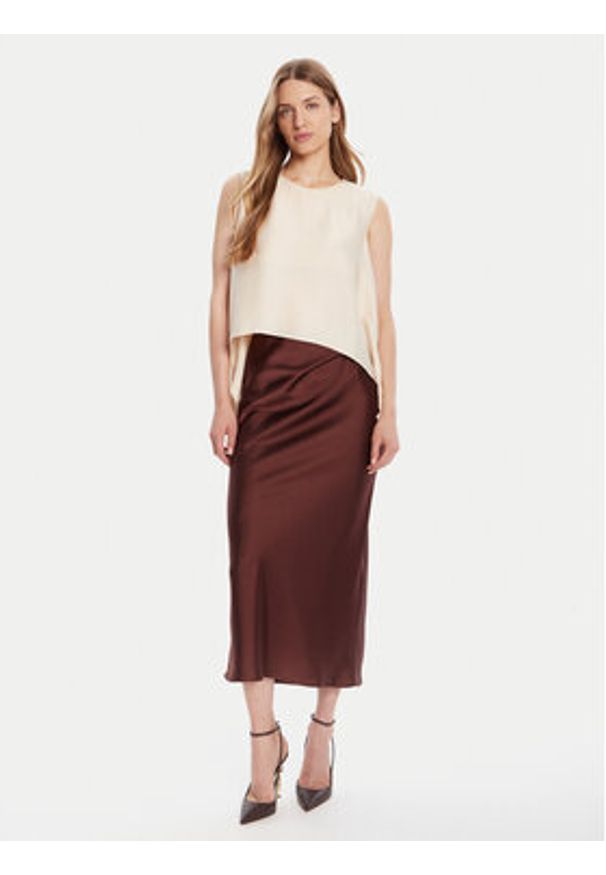 Rinascimento Spódnica midi CFC0125416003 Brązowy Regular Fit. Kolor: brązowy. Materiał: syntetyk