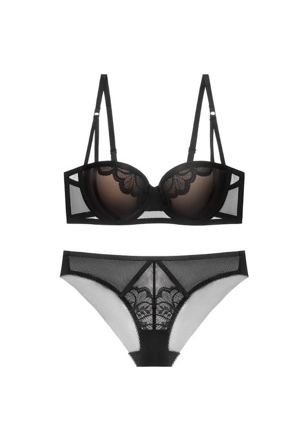 Intica - Komplet bielizny z subtelnymi zdobieniami na specjalne okazje Suphiye. Kolor: czarny. Materiał: materiał. Wzór: aplikacja