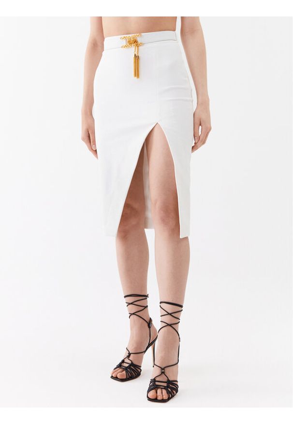 Elisabetta Franchi Spódnica ołówkowa GO-027-32E2-V390 Biały Slim Fit. Kolor: biały. Materiał: syntetyk