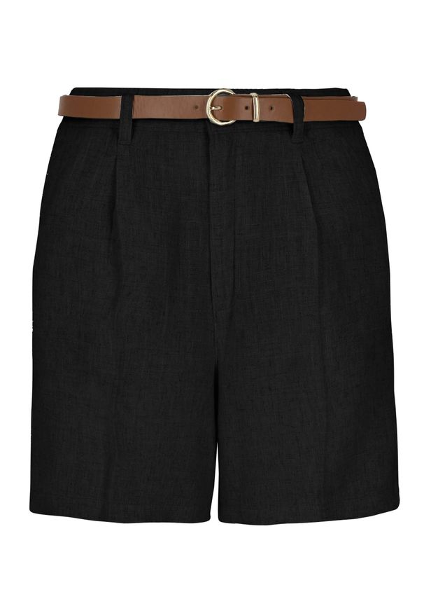 Volcano - Szorty z lnem P-ELYS. Stan: podwyższony. Kolor: czarny. Materiał: len. Długość: krótkie