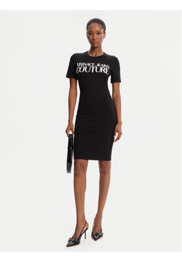 Versace Jeans Couture Sukienka codzienna 79HAOE05 CJ02E Czarny Slim Fit. Okazja: na co dzień. Kolor: czarny. Materiał: bawełna. Typ sukienki: proste. Styl: casual