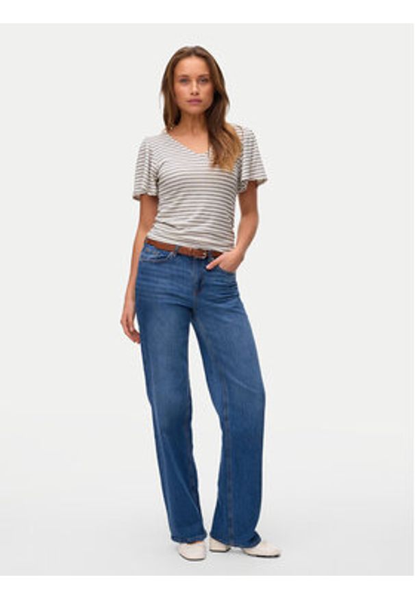 Vero Moda Bluzka Gina 10325611 Beżowy Regular Fit. Kolor: beżowy. Materiał: wiskoza