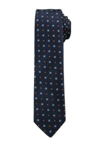 Elegancki Granatowy Krawat -Angelo di Monti- 6 cm, Męski, Pomarańczowo-Niebieski Wzór. Kolor: niebieski. Styl: elegancki #1