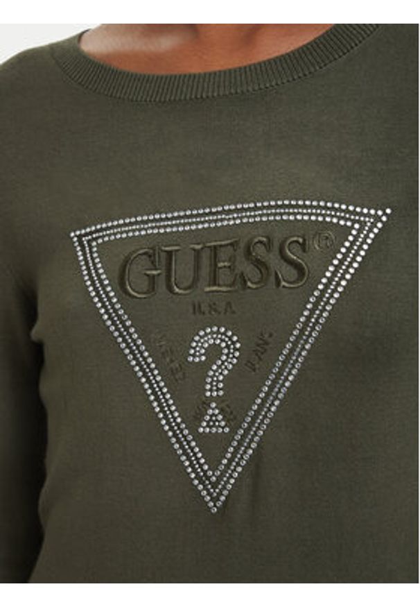 Guess Sweter W6YR28 Z0976 Zielony ciemny Regular Fit. Kolor: zielony. Materiał: wiskoza