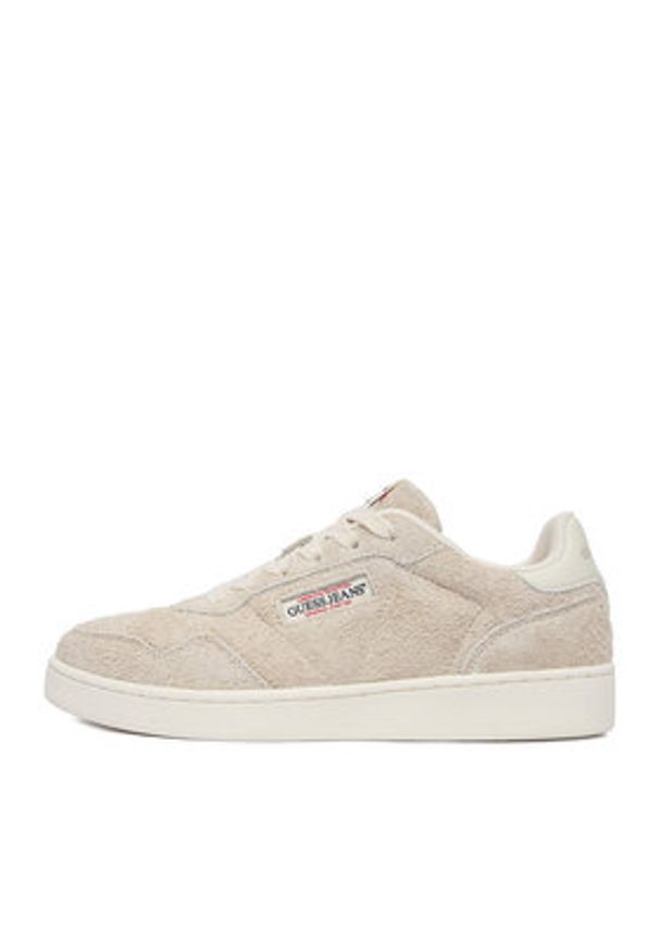 Guess Jeans Sneakersy EO-XL250041 Beżowy jasny. Kolor: beżowy. Materiał: skóra, zamsz