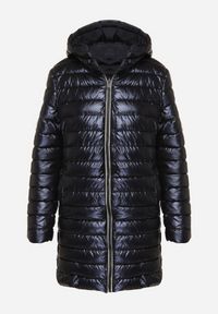 Born2be - Granatowa Pikowana Kurtka Dwustronna z Kapturem Alarrise. Okazja: na spacer. Typ kołnierza: kaptur. Kolor: niebieski. Materiał: skóra, jeans. Wzór: gładki #5