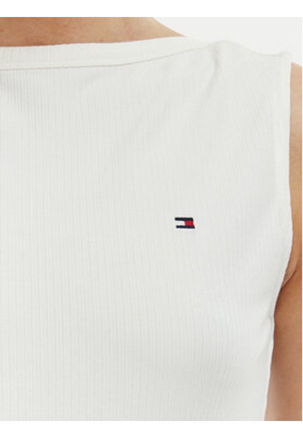 TOMMY HILFIGER - Tommy Hilfiger Top WW0WW47807 Écru Slim Fit. Kolor: kremowy. Materiał: wiskoza