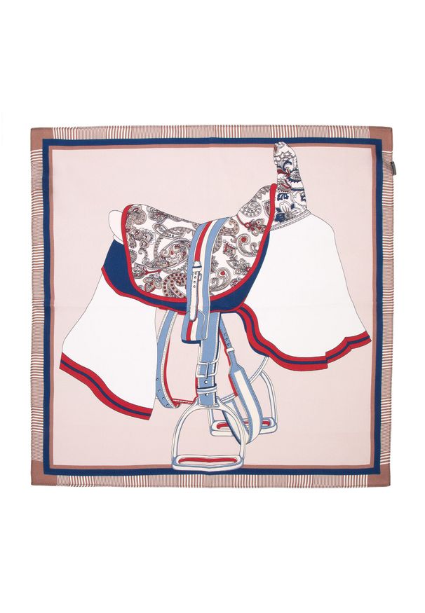 Wittchen - Damska apaszka jedwabna wzorzysta. Kolor: wielokolorowy, beżowy, czerwony. Materiał: jedwab. Wzór: gładki. Styl: elegancki, klasyczny