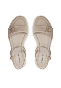 Calvin Klein Sandały Flat Sandal Relock Lth HW0HW01942 Écru #6