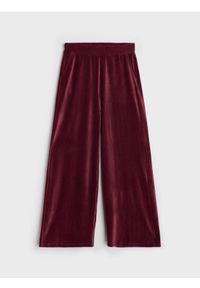 Sinsay - Prążkowane spodnie wide leg - czerwony. Kolor: czerwony. Materiał: prążkowany