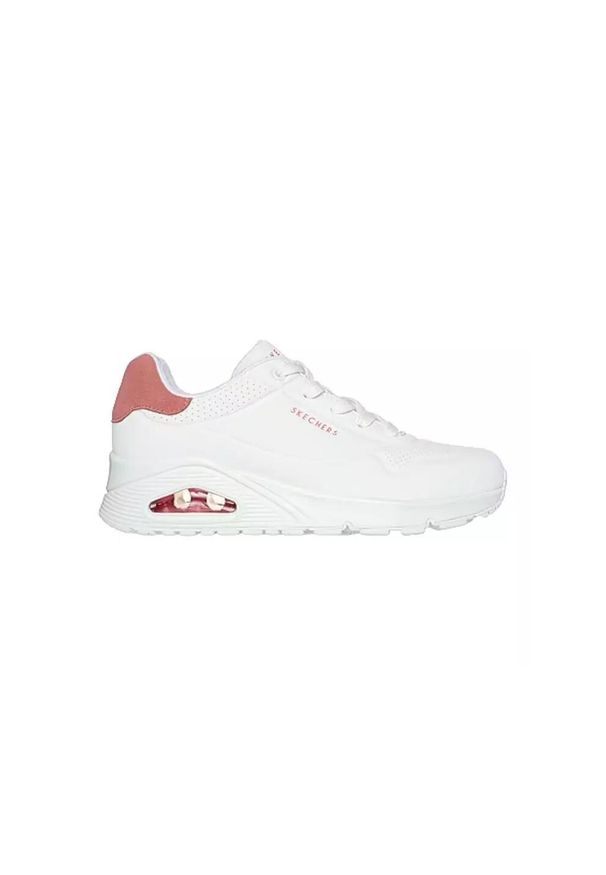 skechers - Buty sportowe Sneakersy damskie, Skechers Uno - Pop Back. Zapięcie: sznurówki. Kolor: biały. Materiał: materiał, syntetyk, tkanina. Szerokość cholewki: normalna. Sport: turystyka piesza