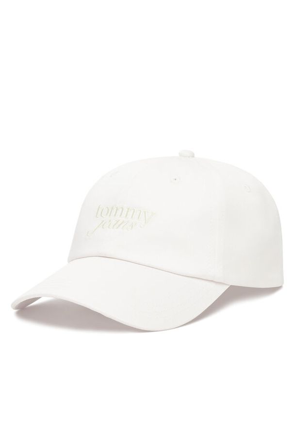 Tommy Jeans Czapka z daszkiem Script AW0AW17815 Biały. Kolor: biały. Materiał: bawełna