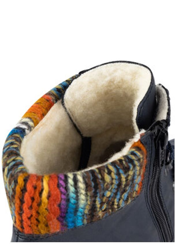 Rieker Botki Z0445-14 Niebieski. Kolor: niebieski. Materiał: materiał