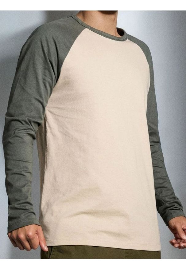 Sinsay - Bawełniana koszulka longsleeve - beżowy. Kolor: beżowy. Materiał: bawełna. Długość rękawa: długi rękaw