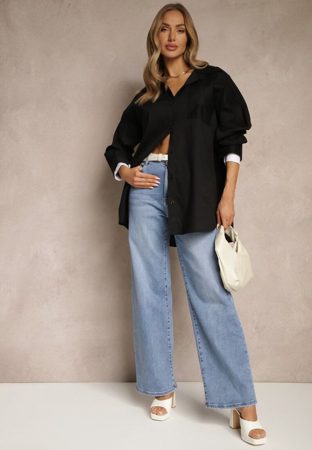 Renee - Czarna Bawełniana Koszula Typu Oversize Ronmira. Okazja: na co dzień. Kolor: czarny. Materiał: bawełna. Styl: elegancki, casual
