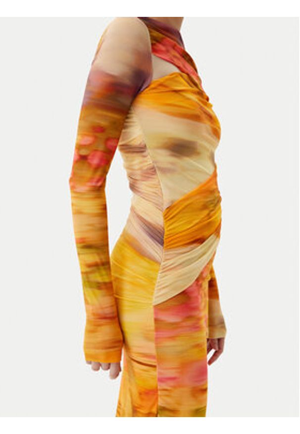 Pinko - PINKO Sukienka koktajlowa Beggin Abito 104838 A2G1 Kolorowy Slim Fit. Materiał: syntetyk. Wzór: kolorowy. Styl: wizytowy