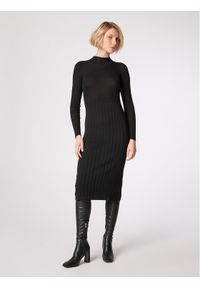 Simple Sukienka dzianinowa SUD507-01 Czarny Slim Fit. Kolor: czarny. Materiał: dzianina, syntetyk, wiskoza