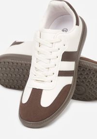 Renee - Beżowo-Brązowe Casualowe Sneakersy na Płaskiej Podeszwie z Paskami Jereria. Okazja: na co dzień. Zapięcie: pasek. Kolor: beżowy. Materiał: jeans. Obcas: na płaskiej podeszwie #7