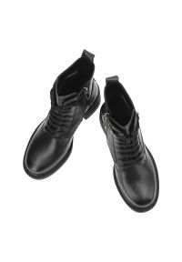 Vinceza - Czarne Botki S.Barski Modne Obuwie Damskie Na Obcasie. Okazja: na co dzień. Zapięcie: sznurówki. Kolor: czarny. Materiał: skóra, jeans. Obcas: na obcasie. Styl: klasyczny, casual, elegancki. Wysokość obcasa: średni #5