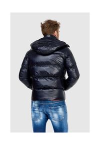 Emporio Armani - EMPORIO ARMANI Granatowa puchowa kurtka męska, Rozmiar 46. Kolor: niebieski. Materiał: puch