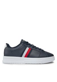 TOMMY HILFIGER - Tommy Hilfiger Sneakersy Supercup Lth Stripes Ess FM0FM04895 Granatowy. Kolor: niebieski. Materiał: skóra