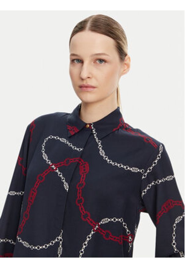 TOMMY HILFIGER - Tommy Hilfiger Koszula WW0WW44045 Granatowy Relaxed Fit. Kolor: niebieski. Materiał: wiskoza