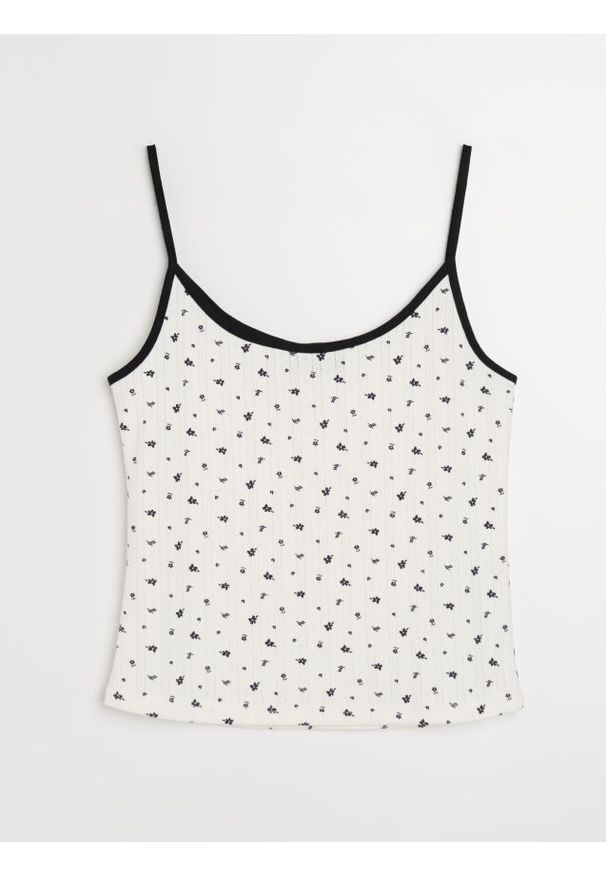 Sinsay - Bawełniana koszulka na ramiączkach - wielobarwny. Materiał: bawełna. Długość rękawa: na ramiączkach